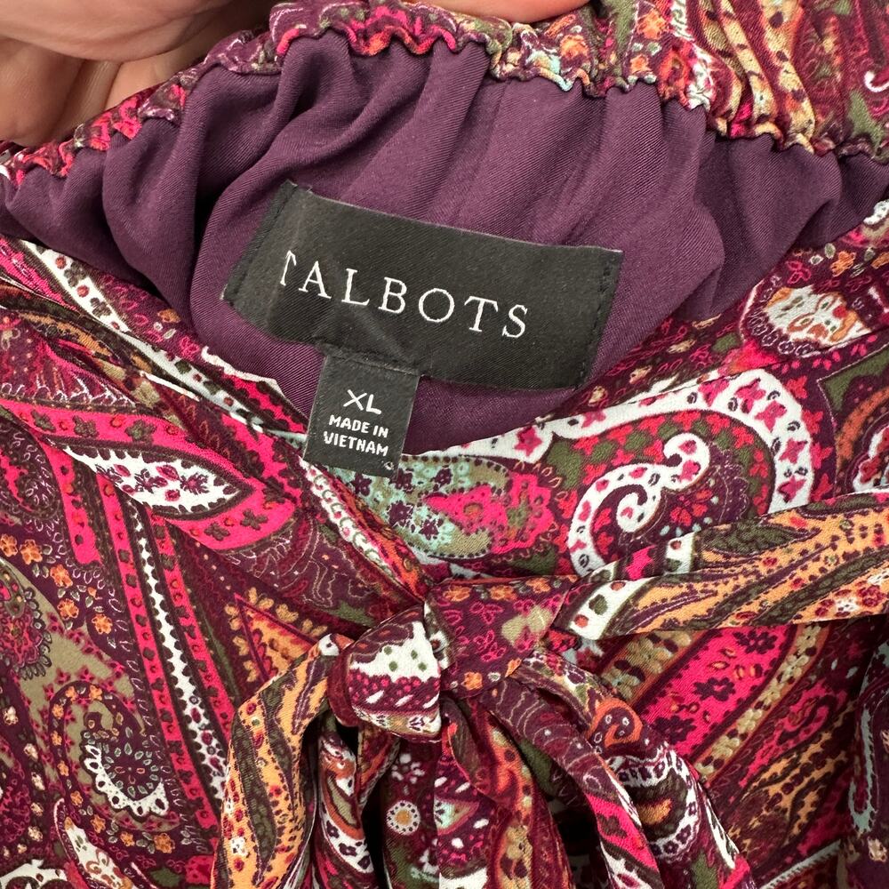 TALBOTS Paisley Print Purple Tie Waist Midi Skirt / 20 - Picture 4 of 7